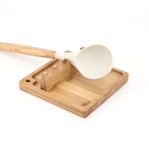 magnetic kitchen utensil rest, bonfixe bamboo spoon rest for stove top, heat insulation bamboo spoon holder, removable kitchen utensil holder, multiple utensils rest for spoons, ladles, spatulas