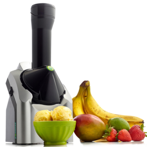 yonanas classic frozen fruit soft serve maker for healthy vegan and dairy free treats, 200w silver machine with 36 recipes, bpa free, easy to clean, quick and simple to use